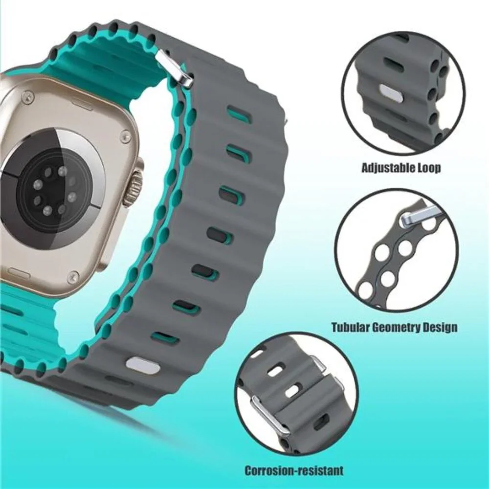 Sport Soft Silicone Compatible with Apple Watch Ocean Band Wristband Ultra 9 8 7
